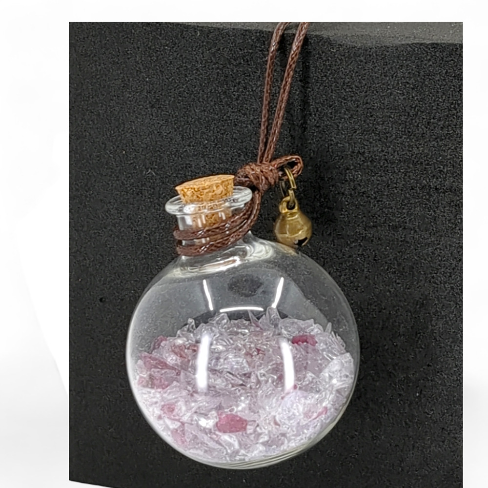 Lavender Glass Shard Globe Glowing Car Charm Suncatcher Wish Bottle 2434‎